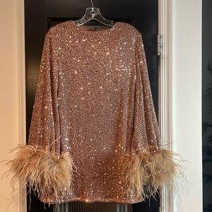 Gold sequin feather dress